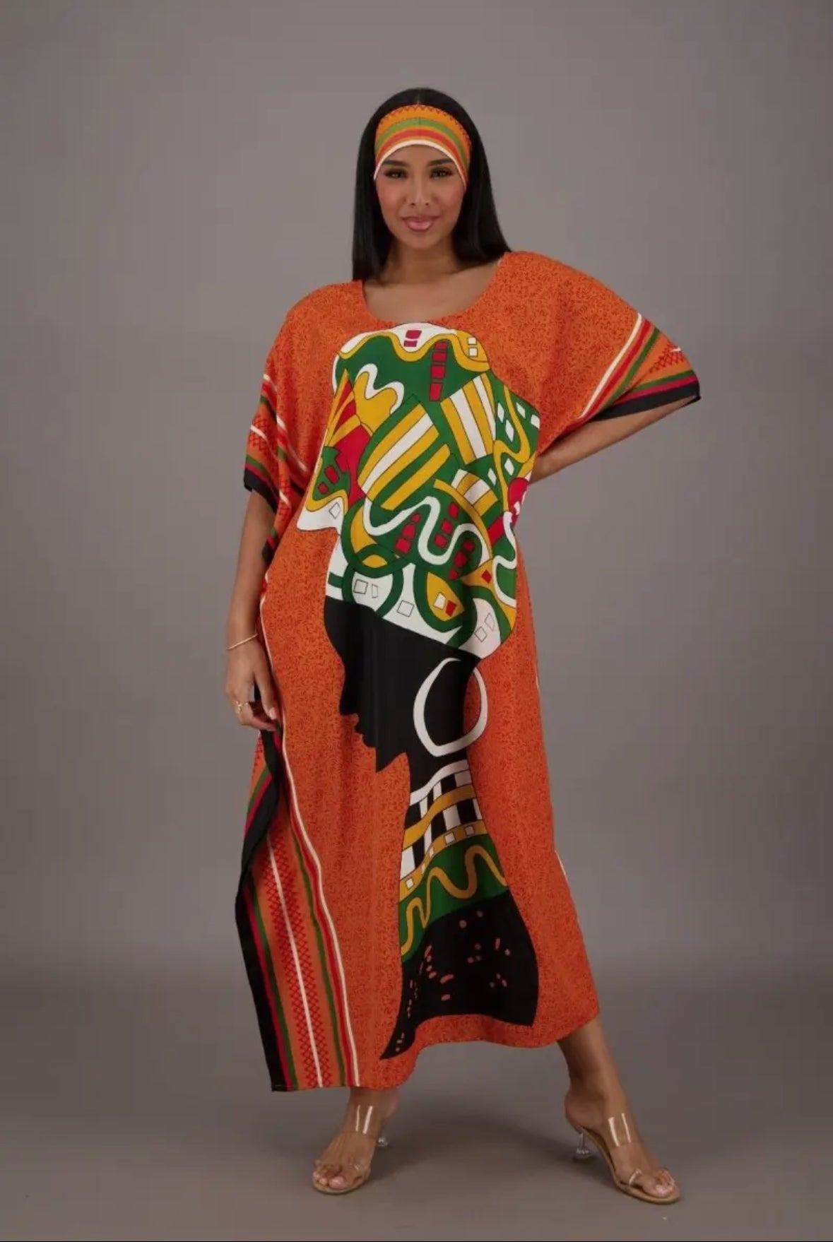Kalahari Dream African Print Kaftan w/Matching Headwrap