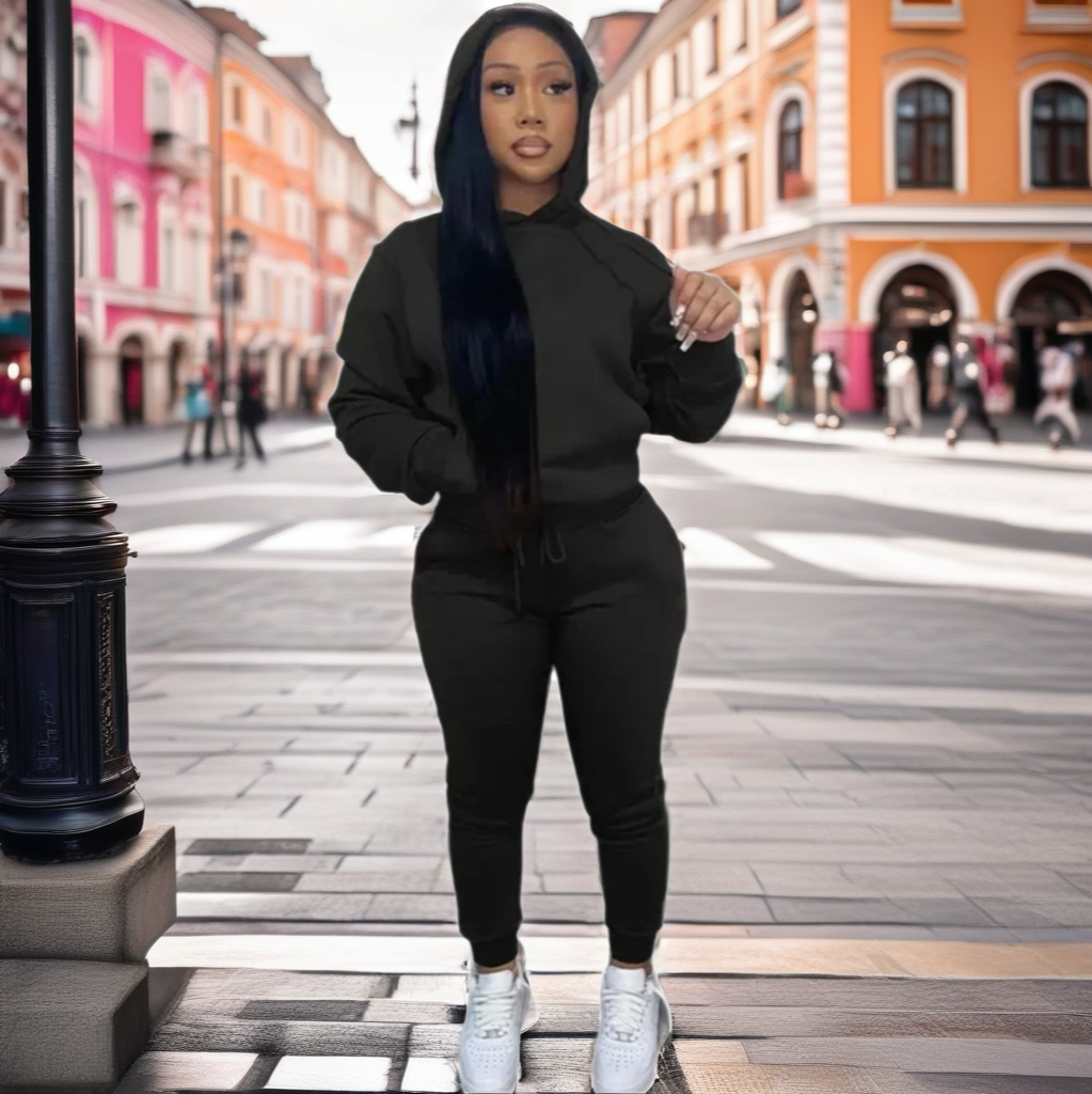 Basic Jogger Two Piece Kangaroo Pocket Tracksuit