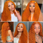 Orange Ginger Lace Front Wig Human Hair 30 Inch Curly Lace Front Human Hair Wig Deep Wave 13X4 13X6 HD Lace