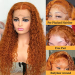 Orange Ginger Lace Front Wig Human Hair 30 Inch Curly Lace Front Human Hair Wig Deep Wave 13X4 13X6 HD Lace