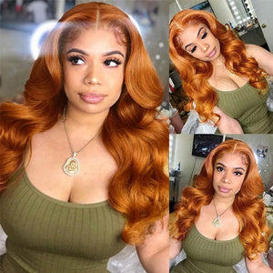 Body Wave HD Ginger Orange Human Hair Lace Frontal Wig 13x4 13x6