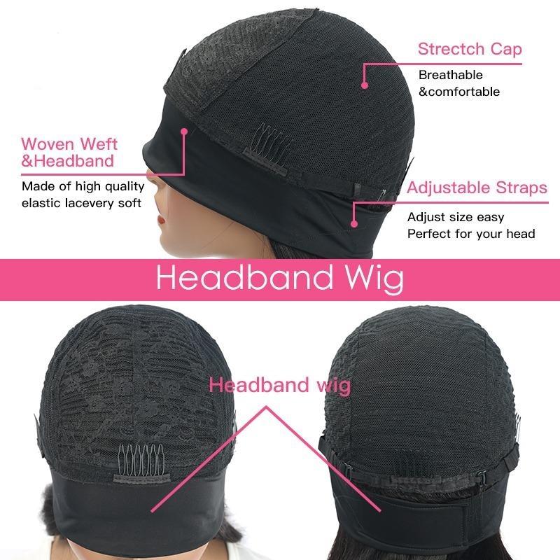 Headband Loose Wave Scarf Human Hair Wig - Lady Galore