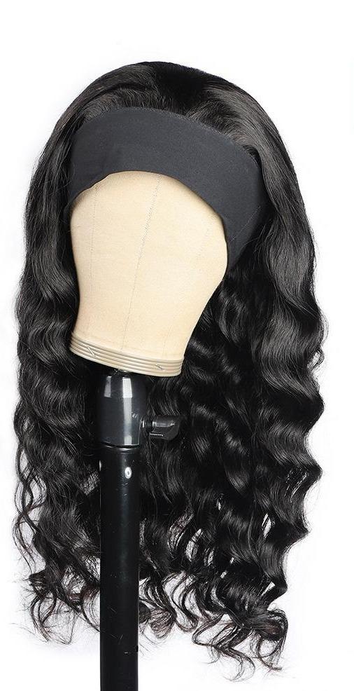 Headband Loose Wave Scarf Human Hair Wig - Lady Galore