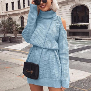 Pullover Knitted Sweater Dress - Lady Galore
